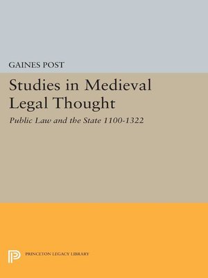 cover image of Studies in Medieval Legal Thought